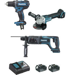 Ensemble de 3 machines 18 V Li-Ion 4 Ah  (DDF482 + DGA504 + DHR241) Makita ref DLX3078MJ