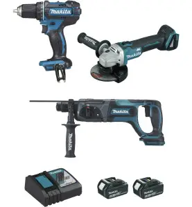 Ensemble de 3 machines 18 V Li-Ion 4 Ah (DDF482 + DGA504 + DHR241) Makita ref DLX3078MJ