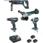 Ensemble de 4 machines 18 V Li-Ion 5 Ah (DGA504 + DDF482 + DHR241 + DTD153) MAKITA DLX4080TX1