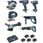 Ensemble de 7 machines (DDF482 + DTD152 + DGA504 + DSS610 + DHR202 + DJR186 + DJV180) MAKITA DLX7013PT1 Ensemble de 7 machines (DDF482 + DTD152 + DGA504 + DSS610 + DHR202 + DJR186 + DJV180) MAKITA DLX7013PT1