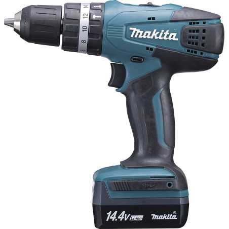 Perceuse visseuse à percussion 14,4 V Li-Ion 1,3 Ah Ø 10 mm Makita ref HP347DWE