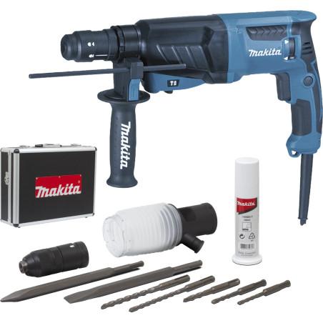 Perfo-burineur SDS-Plus 800 W 26 mm (coffret alu + kit d'accessoires) Makita ref HR2630TX4