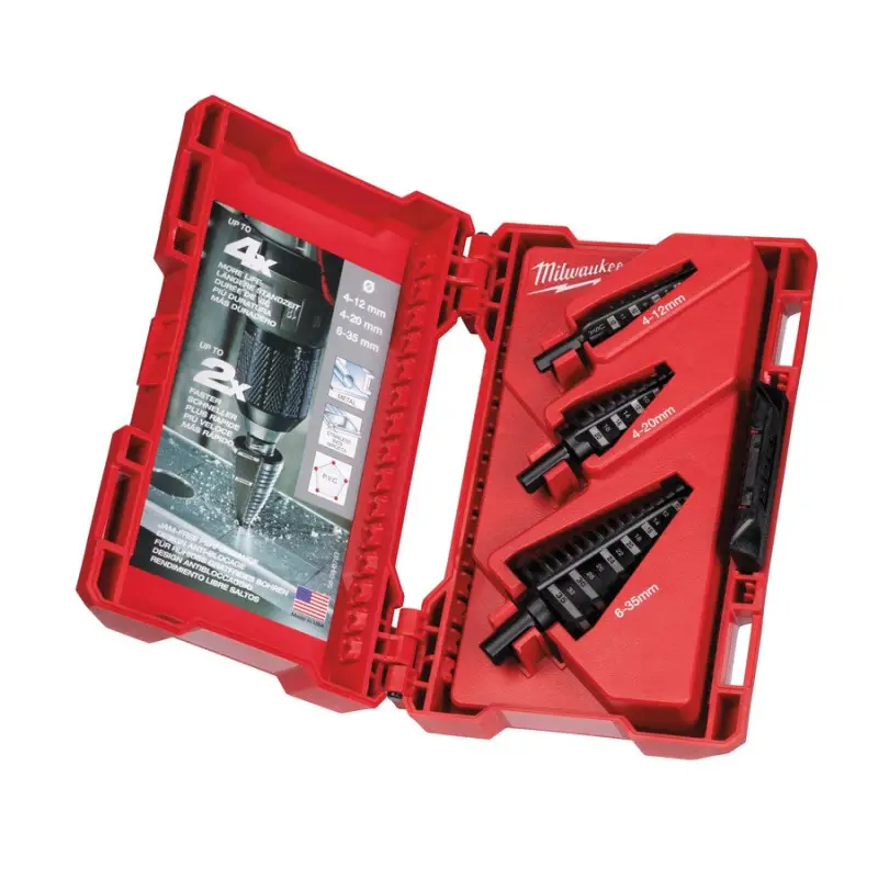 SET DE 3 FORET ÉTAGÉS Diam. 4 A 12MM, PAS DE 1MMDiam. 4 A 20MM, PAS DE 2MMDiam. 6 A 35MM, PAS DE 2MM & 3MM SET DE 3 FORET ÉTAGÉS Diam. 4 A 12MM, PAS DE 1MMDiam. 4 A 20MM, PAS DE 2MMDiam. 6 A 35MM, PAS DE 2MM & 3MM