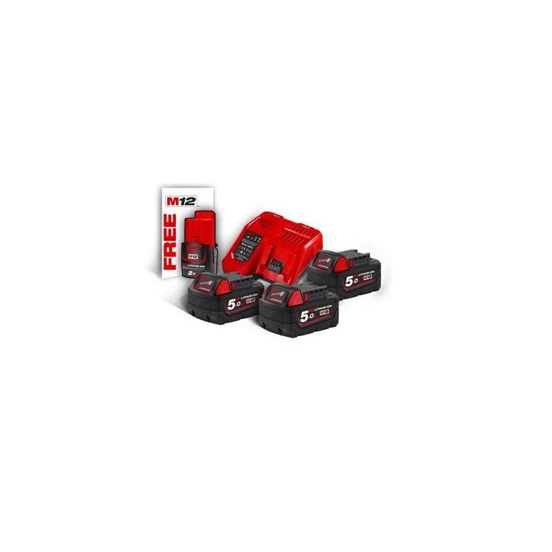 M18 NRG-503 - Pack NRJ 18V, 5,0 Ah R Red Lithium, système M18 + OFFERT 1 Batterie M12 2,0 Ah