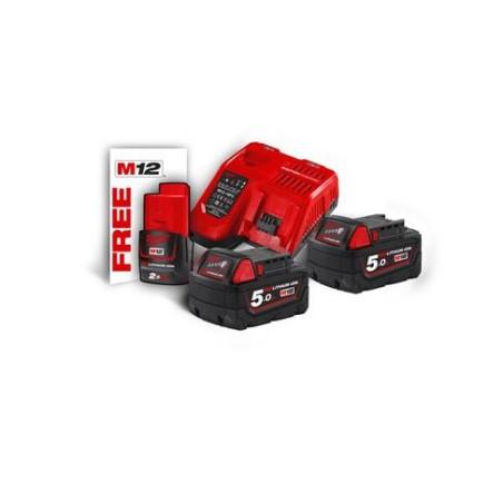 M18 NRG-502 - Pack NRJ 18V, 5,0 Ah Red Lithium, système M18 + OFFERT 1 Batterie M12 2,0 Ah