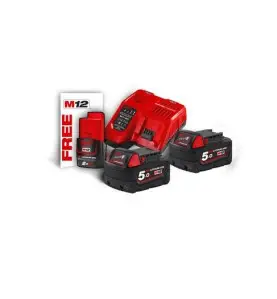 M18 NRG-502 - Pack NRJ 18V, 5,0 Ah Red Lithium, système M18 + OFFERT 1 Batterie M12 2,0 Ah