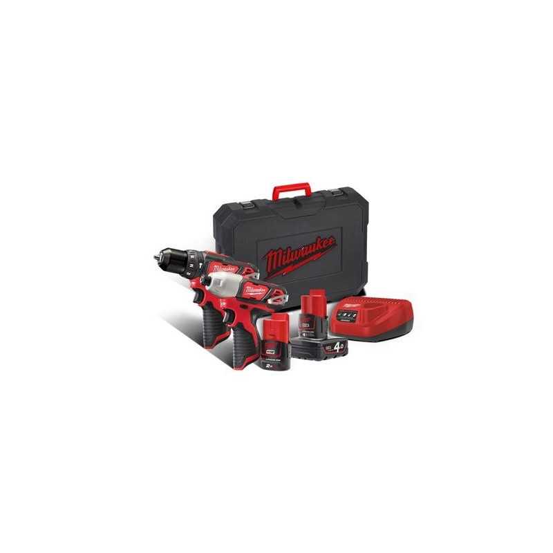 M12 BPP2B-421C - Pack 2 produits 12V composé de : M12 BPD-0 + M12 BID-0 + 1 Batterie 4,0Ah Red Li-Ion + 1 Batterie 2,0Ah Red Li