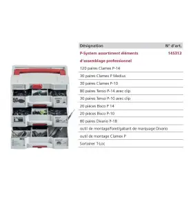 P-System assortiment éléments 145312 d'assemblage professionnel