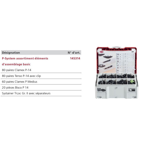 P-System assortiment éléments d'assemblage basic (Clamex P14 - Tenso P14 - Medius