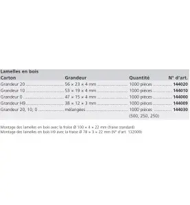 Lamelles 10 (53x19x4 mm), 1000st/carton