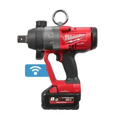 M18ONEFHIWF1-802X - Boulonneuse à Choc FUEL Carré 1'',18V, Bluetooth, 2033Nm / 2400Nm, 18V 8,0Ah, fixation bague de serrage