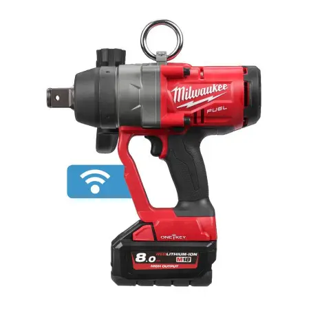 M18ONEFHIWF1-802X - Boulonneuse à Choc FUEL Carré 1'',18V, Bluetooth, 2033Nm / 2400Nm, 18V 8,0Ah, fixation bague de serrage