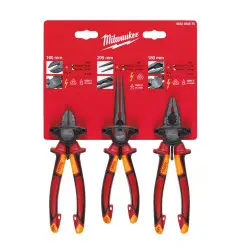 Set de 3 pinces isolées (universelle, coupante, bec long)