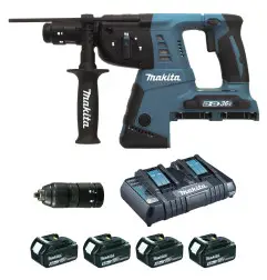 Perfo-burineur SDS-Plus 36 V (2x18V Li-Ion) 5 Ah 26 mm (4 batteries) MAKITA DHR264PT4J