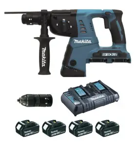 Perfo-burineur SDS-Plus 36 V (2x18V Li-Ion) 5 Ah 26 mm (4 batteries) MAKITA DHR264PT4J