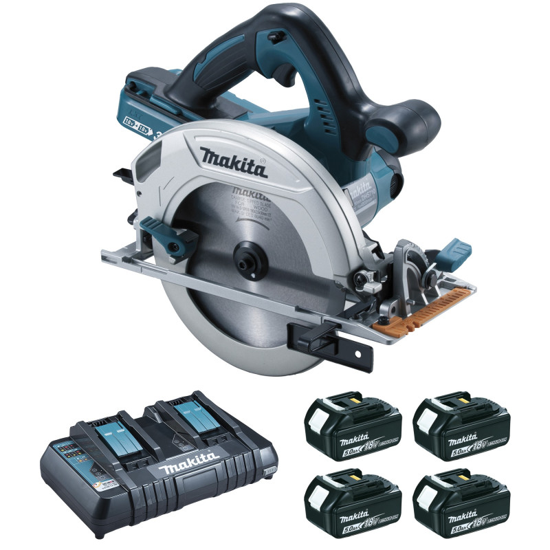 Scie circulaire 36 V (2x18V Li-Ion) 5 Ah Ø 190 mm (4 batteries) MAKITA DHS710PT4J