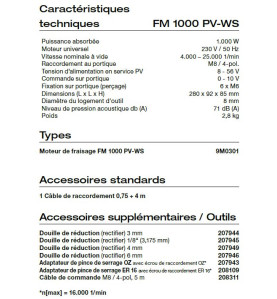 Moteur de fraisage FM 1000 PV-WS