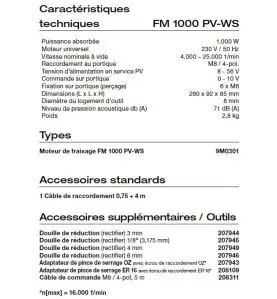 Moteur de fraisage FM 1000 PV-WS