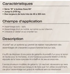 Gabarit de fraisage Arunda 50B Maxi - Serie B à butées fixes 90°