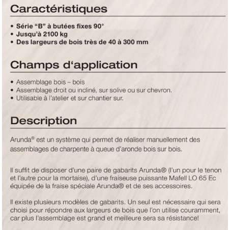 Gabarit de fraisage Arunda 120B Maxi - Mafell 91A703