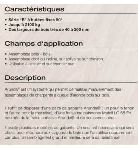 Gabarit de fraisage Arunda 160B Midi  - Serie B à butées fixes 90°