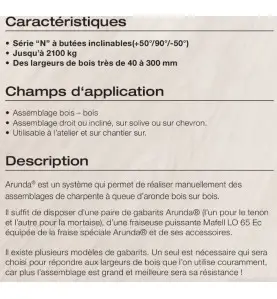 Gabarit de fraisage Arunda 80N Midi - Serie N Inclinable