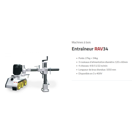 Entraineur lourd RAV34 Robland - 3rlx 120*60 4 vitesses bras 1050mm Triphase