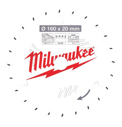 Vente de LAME SCIE CIRCULAIRE BOIS 160X20X2,2/24 ALTERNEE Milwaukee, numéro 72121 / mlwk_4932471290 à 29,16 €HT soit 34,99 €TTC.