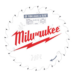Vente de LAME SCIE CIRCULAIRE BOIS 184X5/8X1,6/24 ALTERNE Milwaukee, numéro 72128 / mlwk_4932471378 à 28,33 €HT soit 33,99 €TTC.