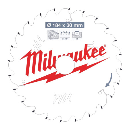 Vente de LAME SCIE CIRCULAIRE BOIS 184X30X1,6/24 ALTERNE Milwaukee, numéro 72130 / mlwk_4932471297 à 33,74 €HT soit 40,49 €TTC. 