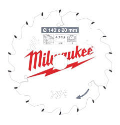 Vente de LAME SCIE CIRCULAIRE BOIS 140X20X1,6X18 ALTERNEE Milwaukee, numéro 72143 / mlwk_4932471310 à 20,83 €HT soit 24,99 €TTC.