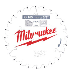 Vente de LAME SCIE CIRCULAIRE BOIS 165X15,87X1,6X24 ALTERNEE Milwaukee, numéro 72144 / mlwk_4932471311 à 26,66 €HT soit 31,99 €T