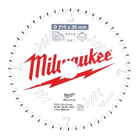 Vente de LAME ONGLET BOIS 210X30X2,8X48 ALT NEG Milwaukee, numéro 72159 / mlwk_4932471325 à 56,66 €HT soit 67,99 €TTC. 