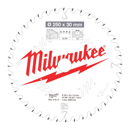 Vente de LAME ONGLET BOIS 250X30X2,8X40 ALTERNEE Milwaukee, numéro 72160 / mlwk_4932472015 à 72,49 €HT soit 86,99 €TTC. 
