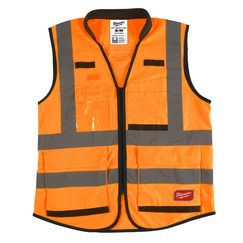 GILET PREMIUM HAUTE VISIBILTÉ ORANGE - S/M - 1 PC