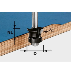 Festool Fraise à chanfreiner/affleurer HW S8 D24/0° +45°