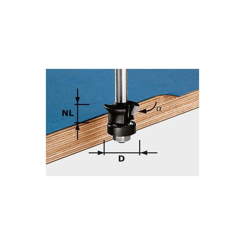 Festool Fraise à chanfreiner/affleurer HW S8 D24/0° +45°