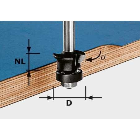 Festool Fraise à chanfreiner/affleurer HW S8 D24/0° +45°