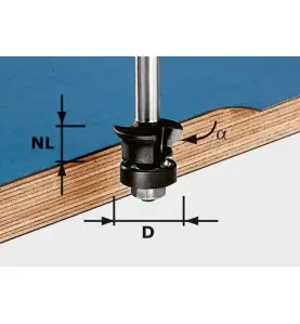 Festool Fraise à chanfreiner/affleurer HW S8 D24/0° +45°