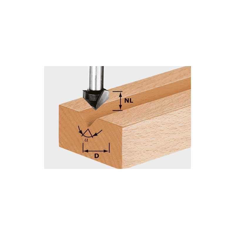 Fraises à rainurer en V HW S8 D14/7/90° Festool
