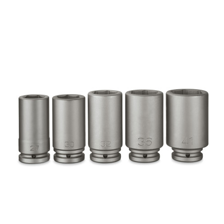 Kit de douilles à chocs longues ¾’’ carré, 27/30/32/36/41 mm Référence 62405323020 Fein