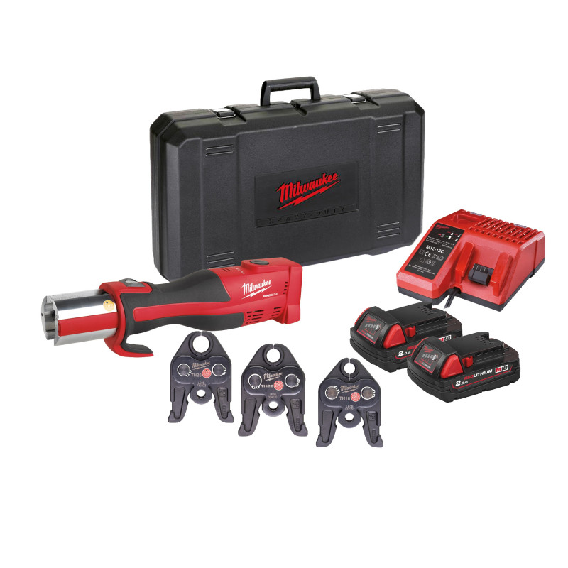 M18 BLHPT202C TH-SET2 - Pince A sertir BRUSHLESS 18V, 2Ah Plombier. Livré en Coffret, 2 batteries 12V 2.0Ah Red Li-Ion, chargeu