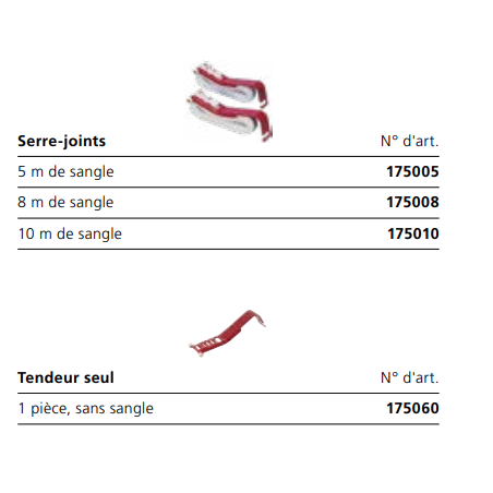 Serre-joint avec 8 m de sangle - 2 pieces