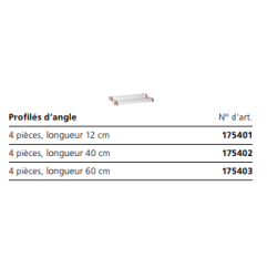 Profiles d'angle - 12 cm - 4 pieces