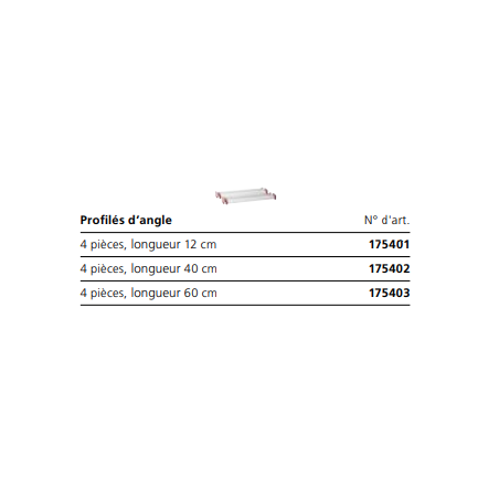 Profiles d'angle - 40 cm - 4 pieces