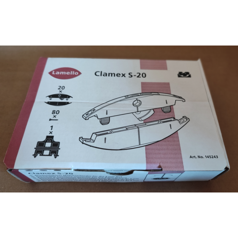 Clamex S-20 Lamello, 20 paires+vis & gabarit - Nouveauté Sept23 Clamex S-20 Lamello, 20 paires+vis & gabarit - Nouveauté Sept23