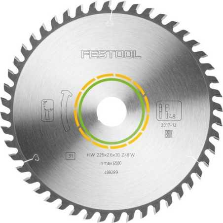 Lame de scie circulaire HW 225x2,6x30 W48 WOOD FINE CUT Festool