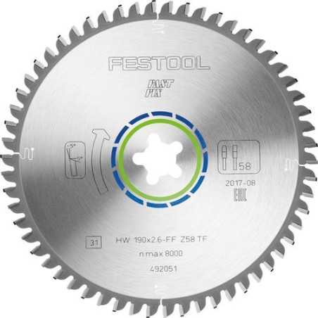 Festool Lame de scie circulaire ALUMINIUM/PLASTICS HW 190x2,6 FF TF58
